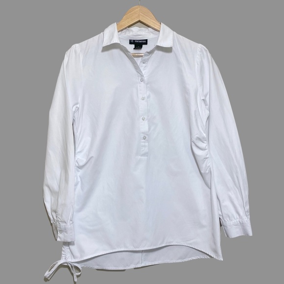 18 Centimeters Classic White Button Down with Cinched Side Size Medium - Picture 9 of 12